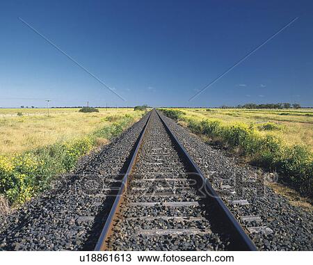 Stock Image - Railroad track, Australia. Fotosearch