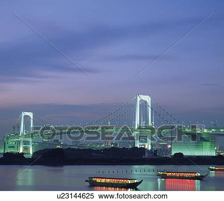 Rainbow bridge, Tokyo Prefecture, Japan View Large Photo Image Stock Photography - Rainbow bridge, Tokyo Prefecture, Japan. Fotosearch