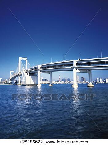 Rainbow bridge, Tokyo Prefecture, Honshu, Japan View Large Photo Image Stock Image - Rainbow bridge, Tokyo Prefecture, Honshu, Japan. Fotosearch