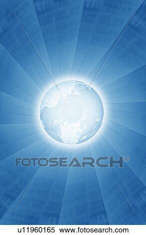Rays of light emanating from globe View Large Photo Image Stock Photography - Rays of light emanating from globe. Fotosearch