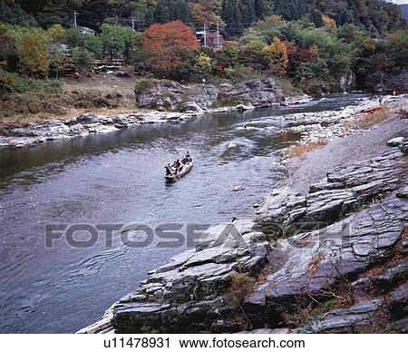Stock Image - River rafting, Nagatoro town, Saitama prefecture, Japan. Fotosearch