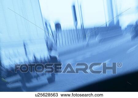 Stock Image - Running Auto Truck on Highway. Fotosearch
