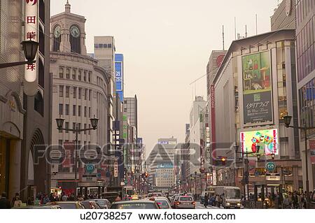 Scenery of Ginza Tokyo View Large Photo Image Stock Photo - Scenery of Ginza Tokyo. Fotosearch