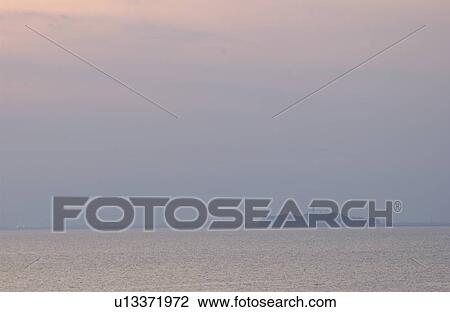 Stock Image - Sea in sunset, copy space, Kanagawa prefecture, Japan. Fotosearch