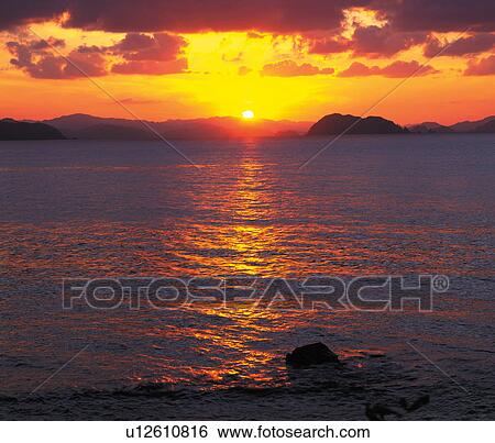 Sea in sunset, Yamaguchi prefecture, Japan View Large Photo Image Stock Photograph - Sea in sunset, Yamaguchi prefecture, Japan. Fotosearch
