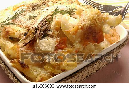 Stock Photograph - Seafood gratin. Fotosearch