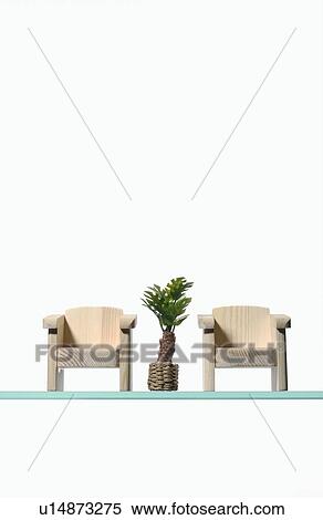 Stock Photography - Small Chairs and plant. Fotosearch