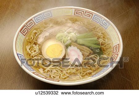 Stock Image - Soy sauce ramen in a bowl. Fotosearch
