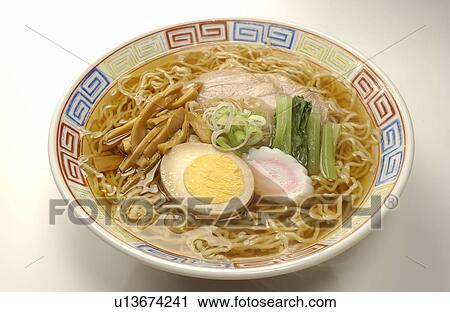 Stock Image - Soy sauce ramen in a bowl. Fotosearch