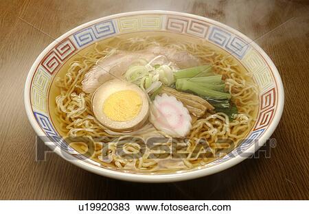Stock Image - Soy sauce ramen in a bowl. Fotosearch