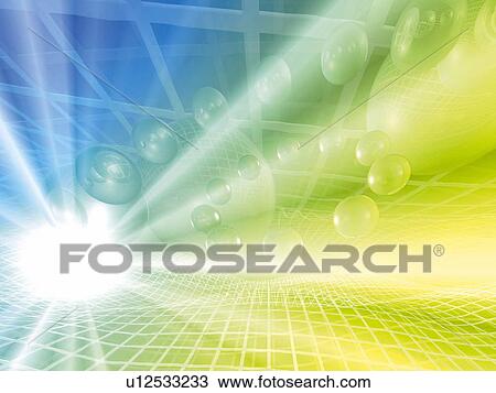 Stock Image - Spheres and grid. Fotosearch