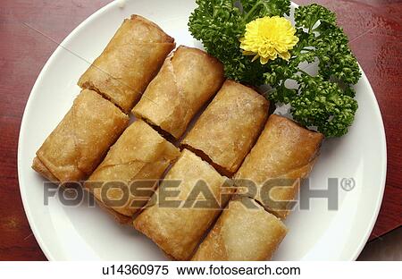 Spring rolls on plate View Large Photo Image Stock Photography - Spring rolls on plate. Fotosearch
