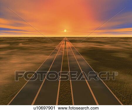 Stock Image - Straight Road. Fotosearch