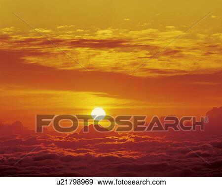 Sunrise above cloud View Large Photo Image Stock Photo - Sunrise above cloud. Fotosearch