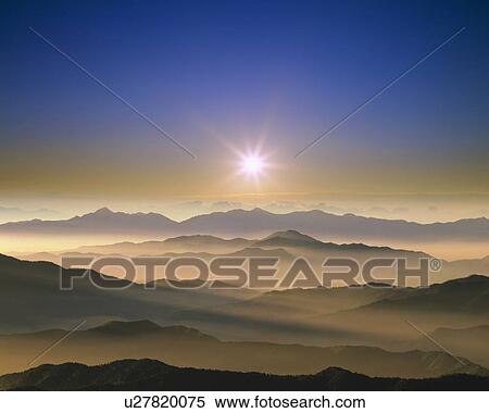 Stock Photography - Sunrise, Nagano Prefecture, Honshu, Japan. Fotosearch