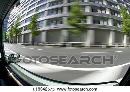 The view from car window, blurred motion, fish-eye lens, Tokyo prefecture, Japan View Large Photo Image Stock Photography - The view from car window, blurred motion, fish-eye lens, Tokyo prefecture, Japan. Fotosearch