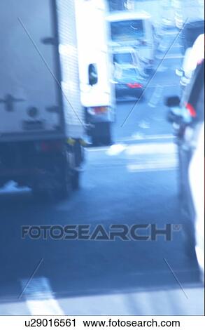 Stock Image - Traffic jam, toned image. Fotosearch