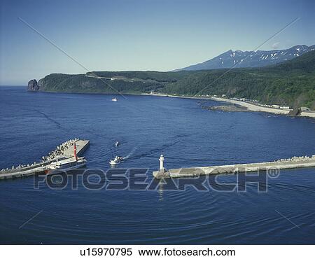 Stock Photography - Utoro port, Hokkaido Prefecture, Japan. Fotosearch