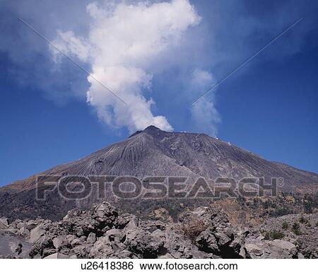 Stock Photograph - Volcano in eruption, Sakura island, Kagoshima prefecture, Japan. Fotosearch