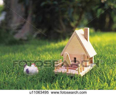 Wooden toy house View Large Photo Image Stock Photography - Wooden toy house. Fotosearch