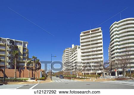 Stock Image - Apartment buildings in Kobe, Japan. Fotosearch
