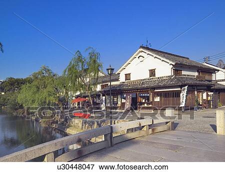 Bridge over the river and houses in Kurashiki, Okayama Prefecture, Japan View Large Photo Image Stock Photo - Bridge over the river and houses in Kurashiki, Okayama Prefecture, Japan. Fotosearch