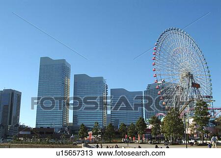 Buildings and ferris wheel in Minato Mirai, Yokohama, Kanagawa Prefecture, Japan View Large Photo Image Stock Image - Buildings and ferris wheel in Minato Mirai, Yokohama, Kanagawa Prefecture, Japan. Fotosearch