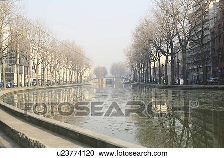 Canal in Paris, France View Large Photo Image Stock Image - Canal in Paris, France. Fotosearch