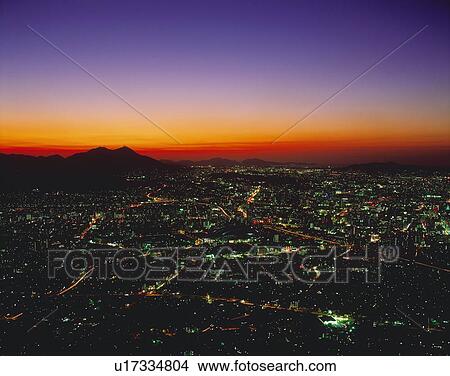 Evening cityscape of Fukuoka, Fukuoka Prefecture, Japan View Large Photo Image Picture - Evening cityscape of Fukuoka, Fukuoka Prefecture, Japan. Fotosearch