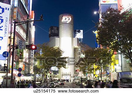 Stock Photography - Evening street scence in Shibuya, Tokyo. Fotosearch