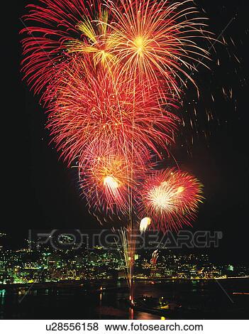 Stock Photo - Fireworks, Atami, Shizuoka Prefecture, Japan. Fotosearch