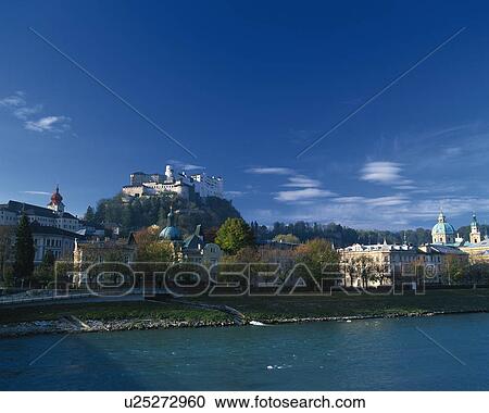 Stock Image - Hohensalzburg Castle, Moenchsberg, Salzburg, Austria. Fotosearch