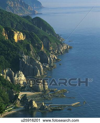 Stock Image - Hotokegaura coastline, Hotokegaura, Aomori Prefecture, Japan. Fotosearch