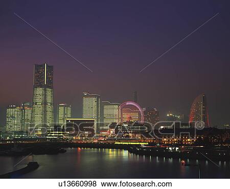 Minato Mirai at night, Yokohama, Kanagawa Prefecture, Japan View Large Photo Image Stock Photo - Minato Mirai at night, Yokohama, Kanagawa Prefecture, Japan. Fotosearch