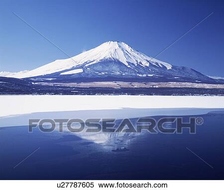 Mt. Fuji reflected in Yamanakako Lake at winter, Yamanashi Prefecture, Japan View Large Photo Image Stock Photography - Mt. Fuji reflected in Yamanakako Lake at winter, Yamanashi Prefecture, Japan. Fotosearch