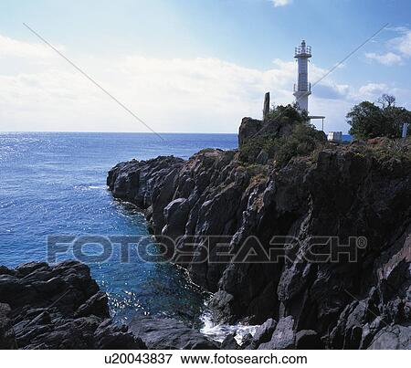 Stock Photo - Nagasakibana Lighthouse, Ibusuki, Kagoshima Prefecture, Japan. Fotosearch