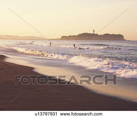 Seashore at sunrise on Enoshima Island, Fujisawa, Japan View Large Photo Image Stock Image - Seashore at sunrise on Enoshima Island, Fujisawa, Japan. Fotosearch