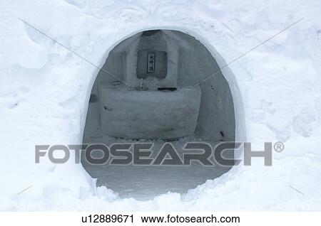 Stock Image - Snow hut in Semboku, Akita, Japan. Fotosearch