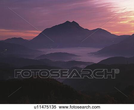 Sunrise in Yufuin, Oita Prefecture, Japan View Large Photo Image Stock Photography - Sunrise in Yufuin, Oita Prefecture, Japan. Fotosearch