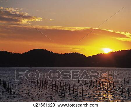 Stock Photo - Sunset in Hamanako, Hamamatsu, Shizuoka Prefecture, Japan. Fotosearch