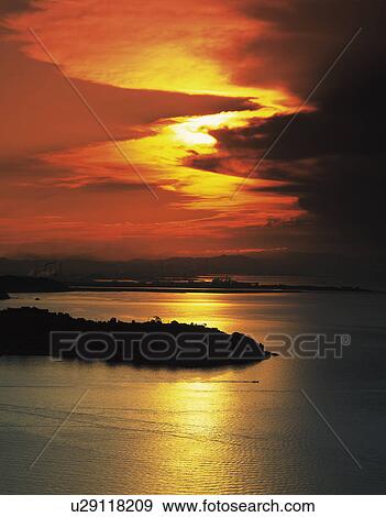Sunset over the sea, Tatsuno, Hyogo Prefecture, Japan View Large Photo Image Stock Photo - Sunset over the sea, Tatsuno, Hyogo Prefecture, Japan. Fotosearch