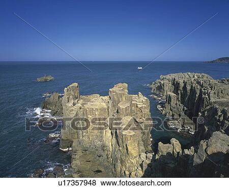 Stock Photo - Tojinbo cliffs, Fukui Prefecture, Japan. Fotosearch