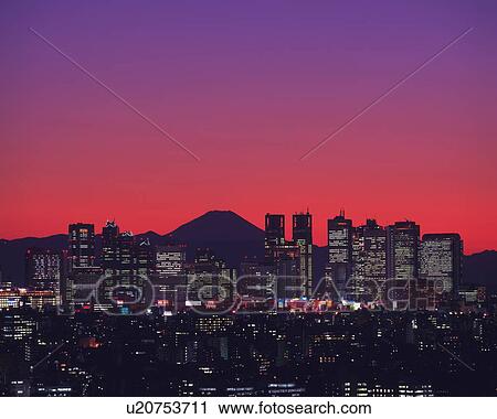 West Shinjuku skyline in the evening with Mt. Fuji in the distance, Tokyo, Japan View Large Photo Image Stock Image - West Shinjuku skyline in the evening with Mt. Fuji in the distance, Tokyo, Japan. Fotosearch