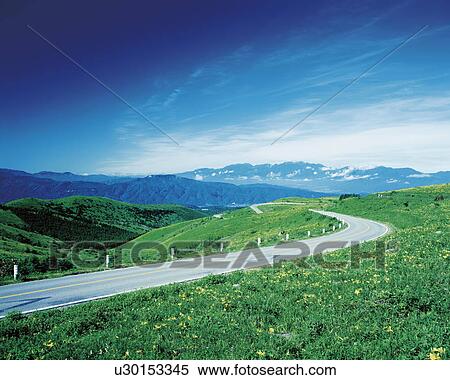 Stock Photography - Winding country road, Nagano, Japan. Fotosearch