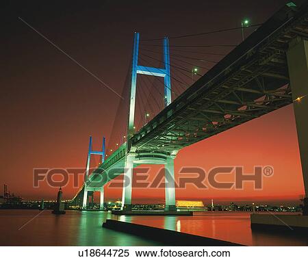 Yokohama Bay Bridge illuminated at night, Yokohama, Kanagawa Prefecture, Japan View Large Photo Image Stock Photography - Yokohama Bay Bridge illuminated at night, Yokohama, Kanagawa Prefecture, Japan. Fotosearch