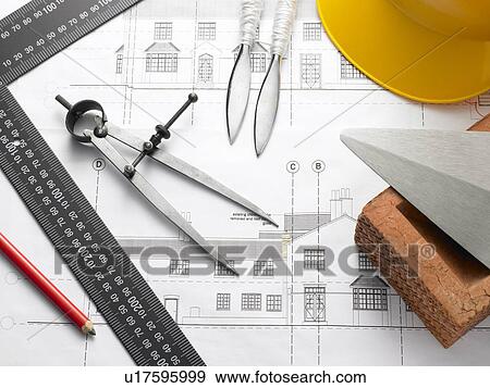 Building Equipment On House Plans View Large Photo Image Stock Photo - Building Equipment On House Plans. Fotosearch