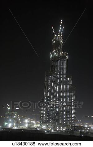 Construction Of Buildings In Dubai At Night View Large Photo Image Stock Photography - Construction Of Buildings In Dubai At Night. Fotosearch