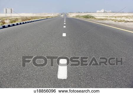 Stock Photograph - Desert Road In Dubai, UAE. Fotosearch