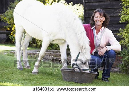 Farmer's Wife Feeding Pony View Large Photo Image Stock Photography - Farmer's Wife Feeding Pony. Fotosearch
