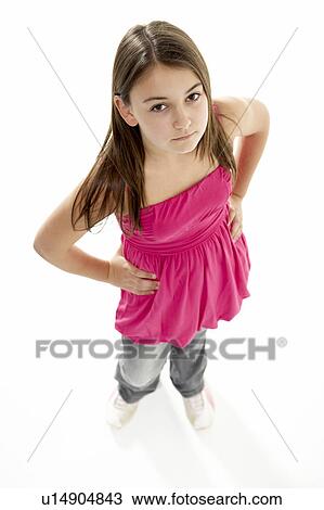 Stock Image - Full Length Portrait Of Young Girl. Fotosearch